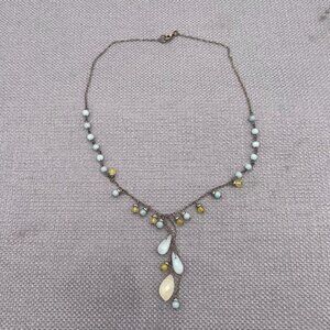Y Drop Necklace Gemstones Mixed Multicolor Beads 925 Sterling Lobster Closure